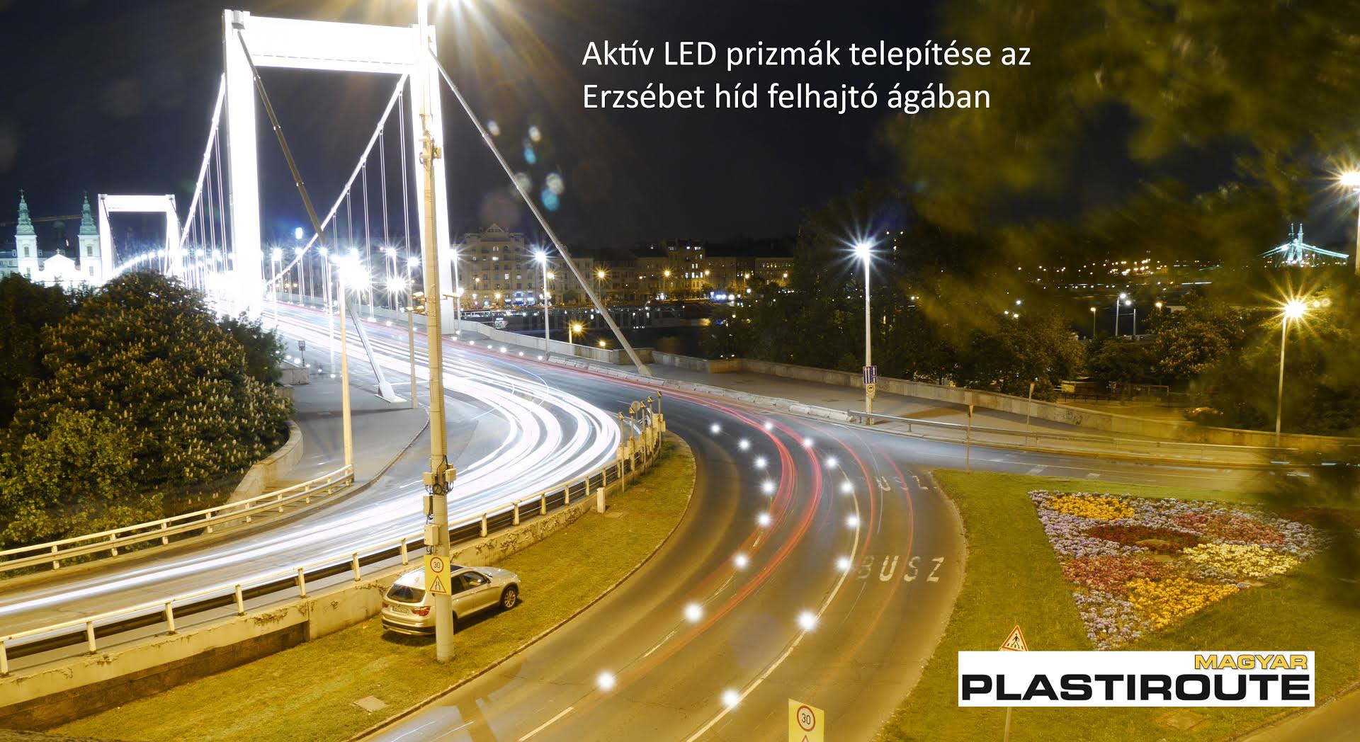 LED-es aktív útburkolati prizmákkal a biztonságos közlekedésért