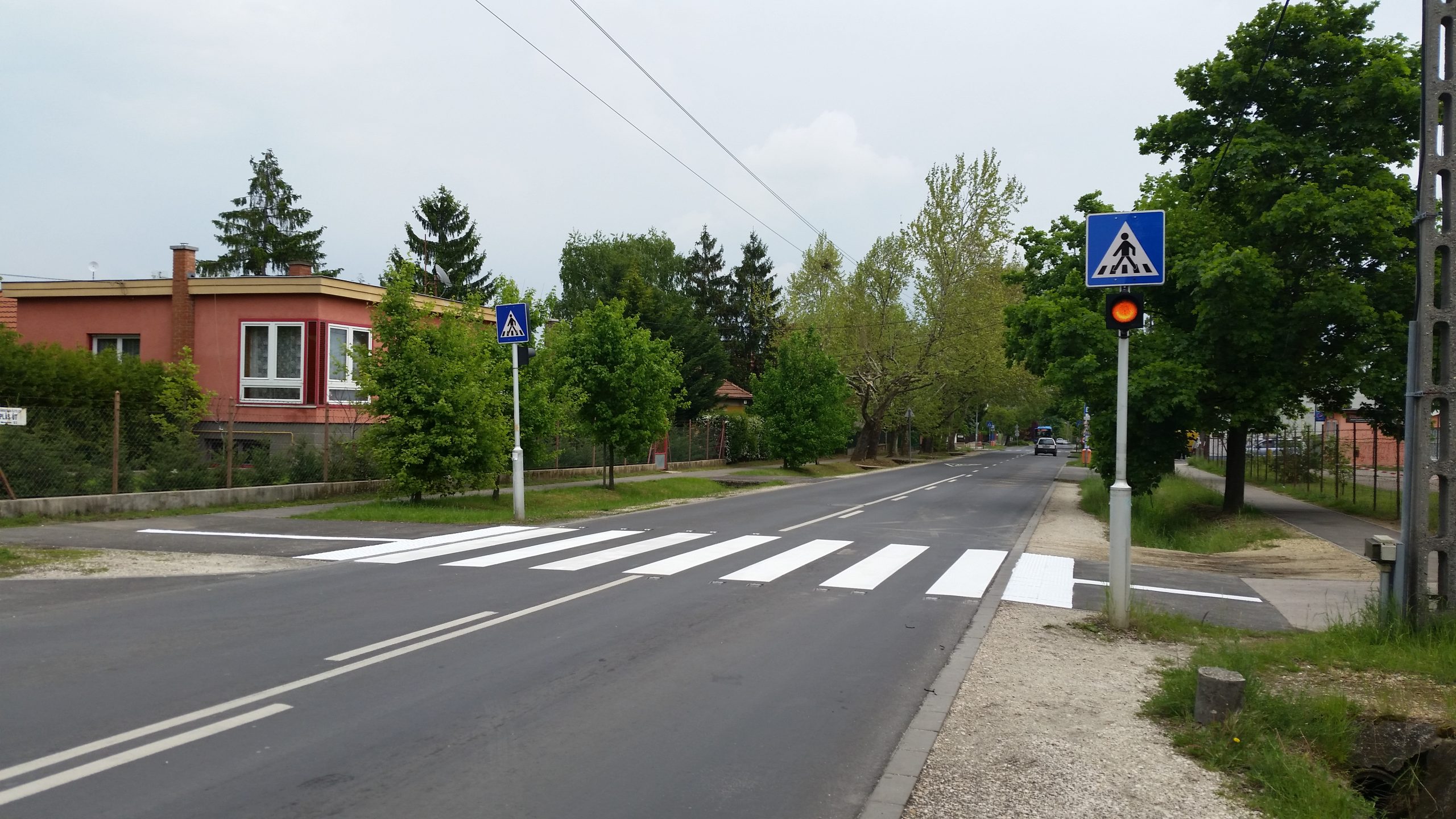 A XVII. kerületi Gyurkovics Tibor Általános Iskola, előtt található zebra felújító festése