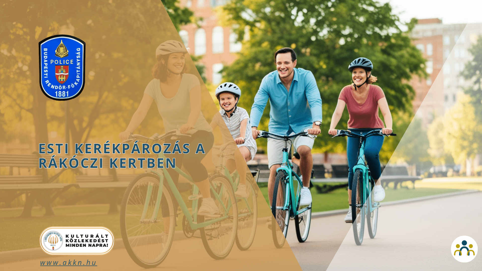 Esti kerékpározás a Rákóczi kertben